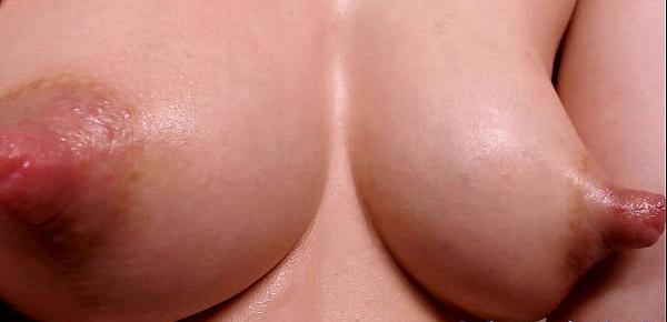  Water spray on milky tits